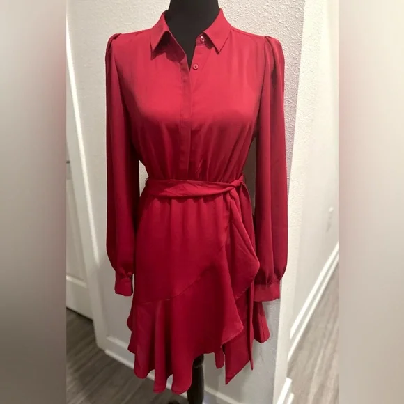 strapless open back dress Ruffle Sleeve Cut Out Back Maxi Dress in Red